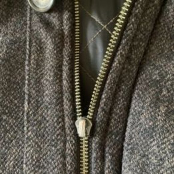 * Jos A Bank Wool Coat Overcoat Men's Medium Brown Black Button Zip Jacket lined - Picture 2 of 10